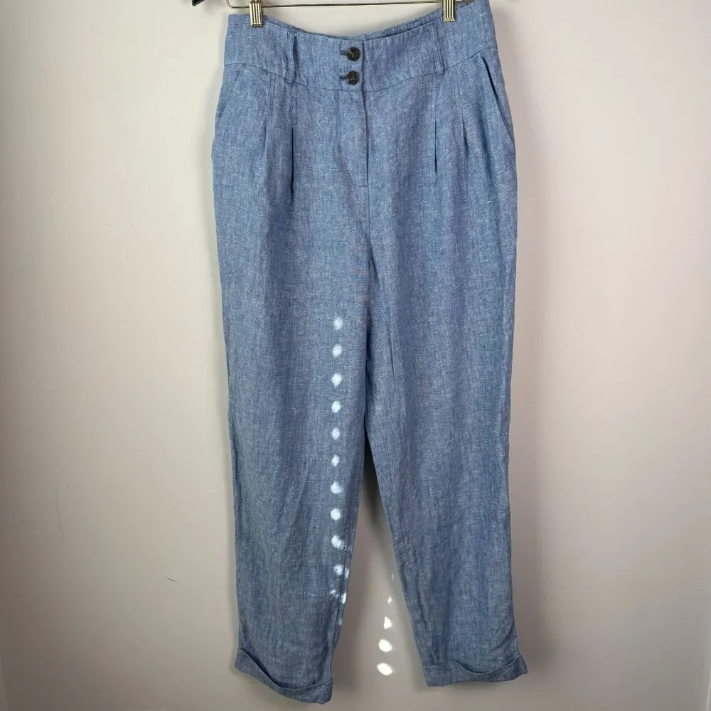 Boden Linen Trousers Light Blue Turn - Image 2