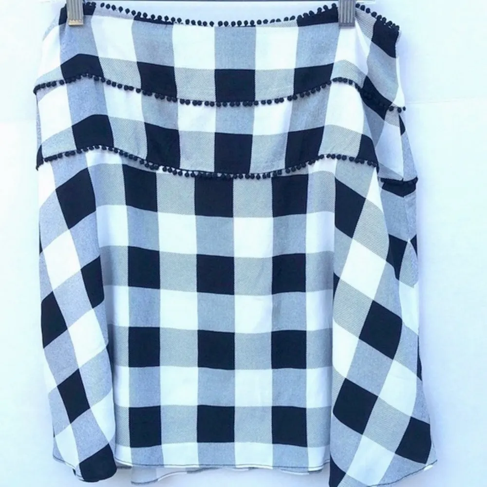 NWT AFRM Womens size XL Blaze Noir Blanc Gingham Plaid knee length skirt - Image 2