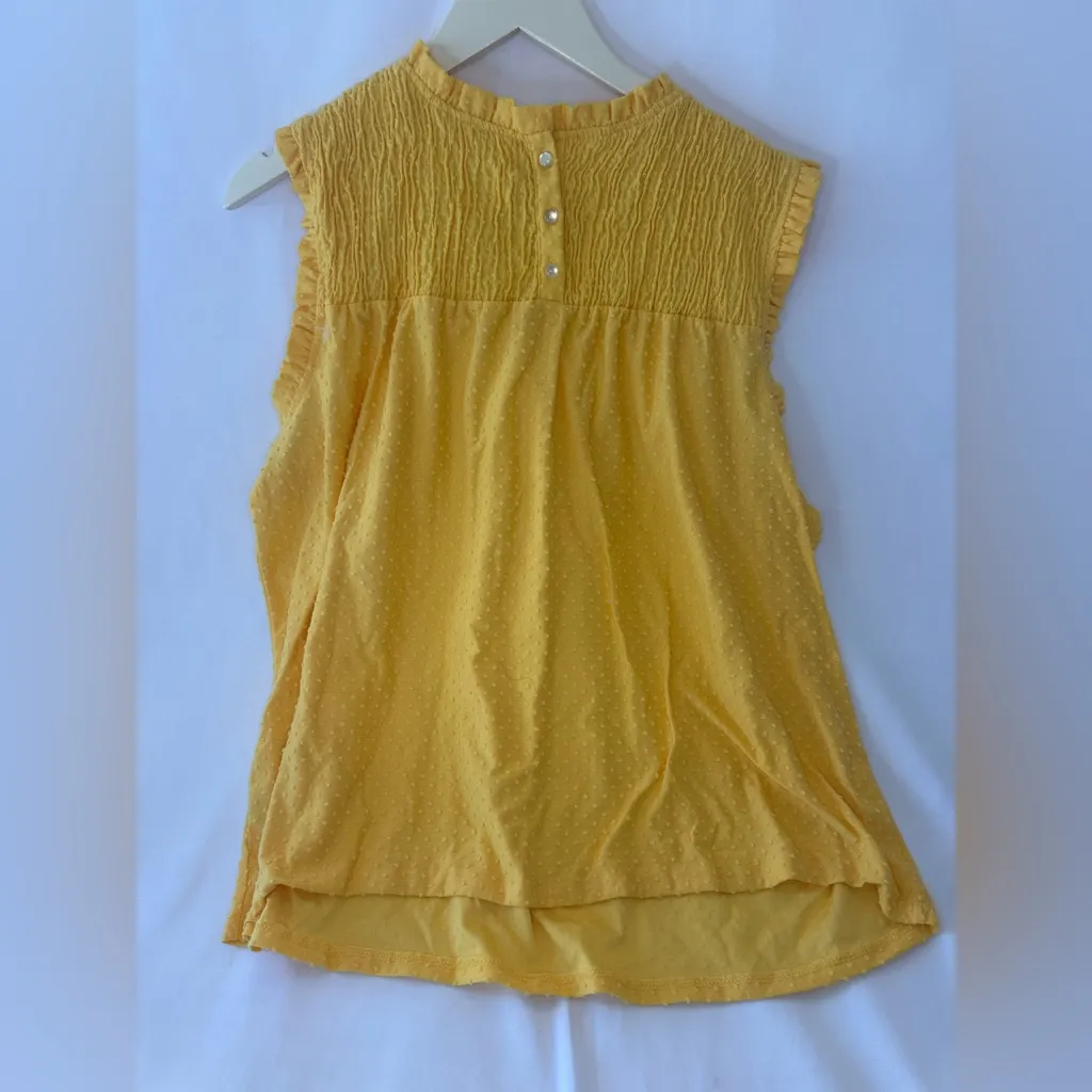 Sleeveless Blouse NY collection peasant 1X vibrant yellow Baby doll top - Image 2