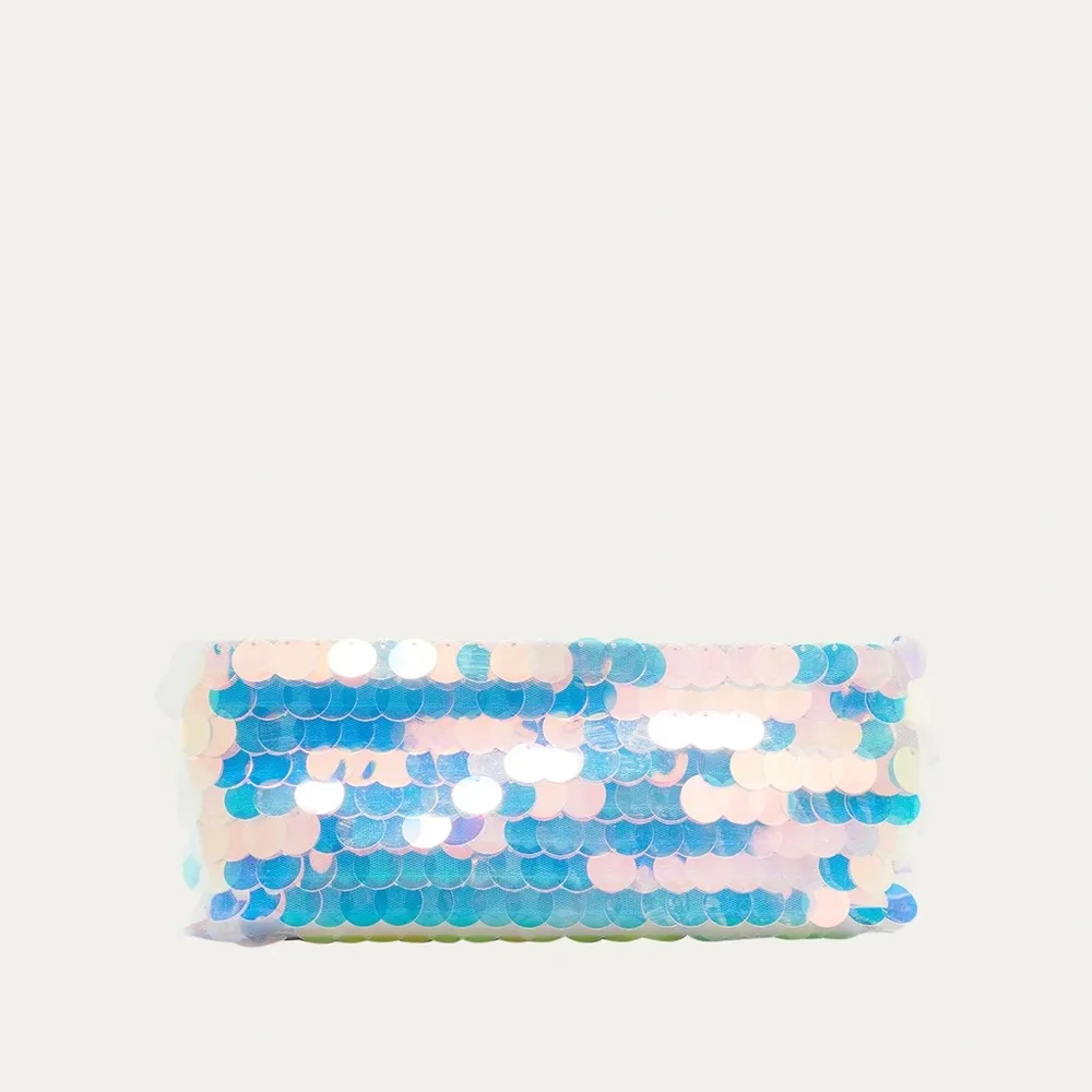 Liselle Kiss Chelsea Ball Chain Shoulder Bag, Iridescent Silver, Made in Italy White - Image 3