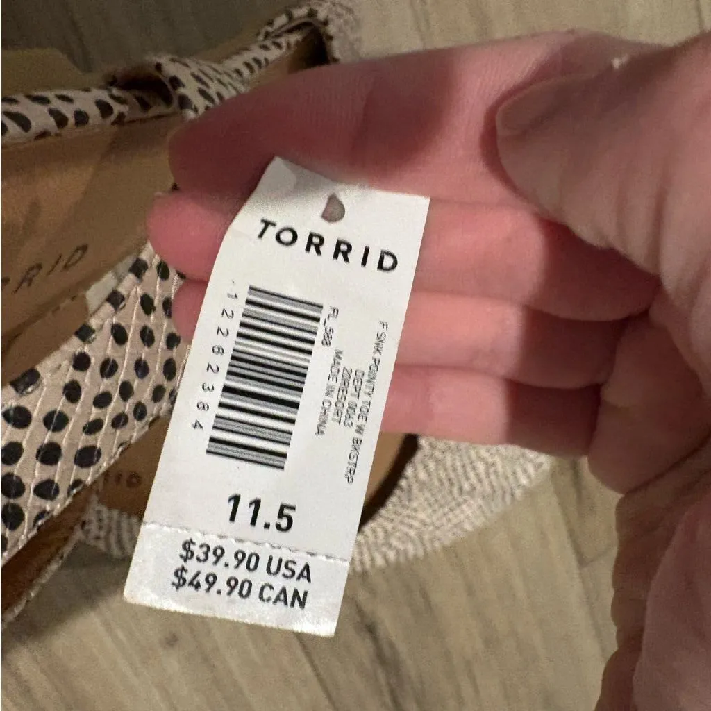 Torrid Pointy Toe Sling back Strap Flats Snake Dot Print Slingback 11.5 Wide - Image 8