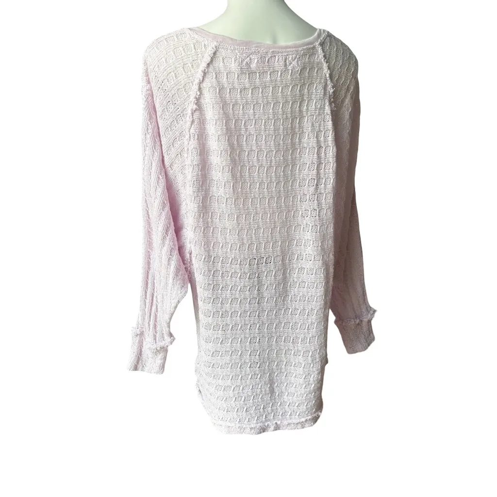 Free People We The Free Thiens Hacci Powder Pink V Neck Lightweight Sweater, XL - Image 11