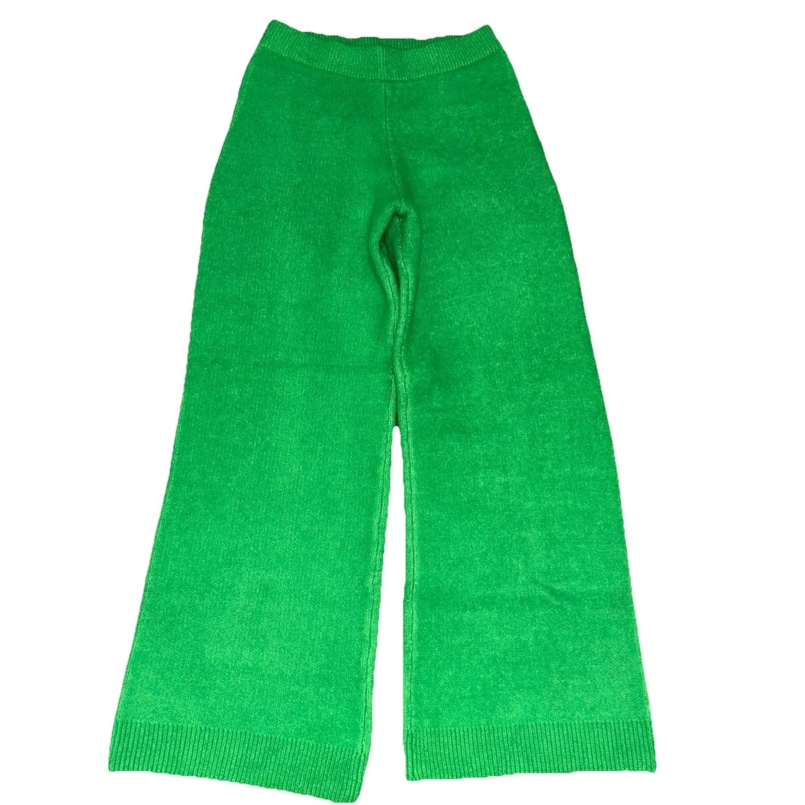 ZARA Wool Blend Green Wide Leg Knit Pants M - Image 3