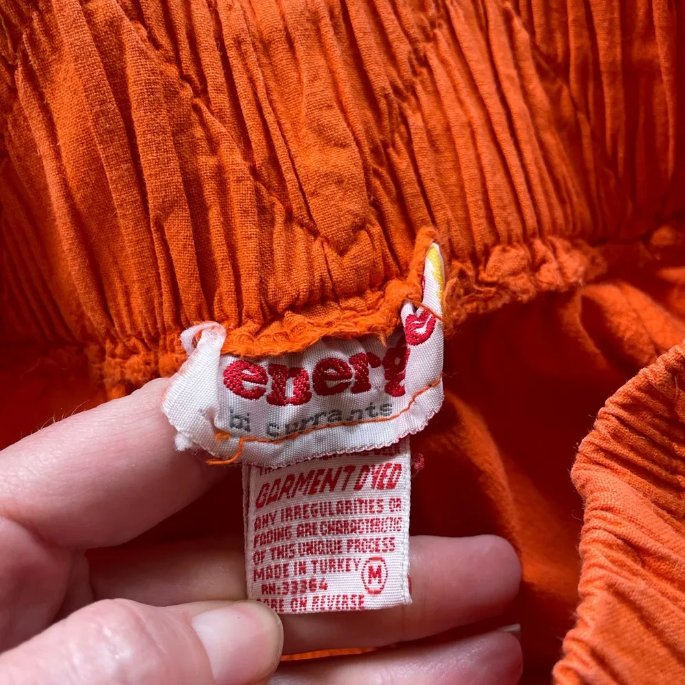 Vintage 80s energie garment dyed cotton shorts orange high rise shorts vtg - Image 2