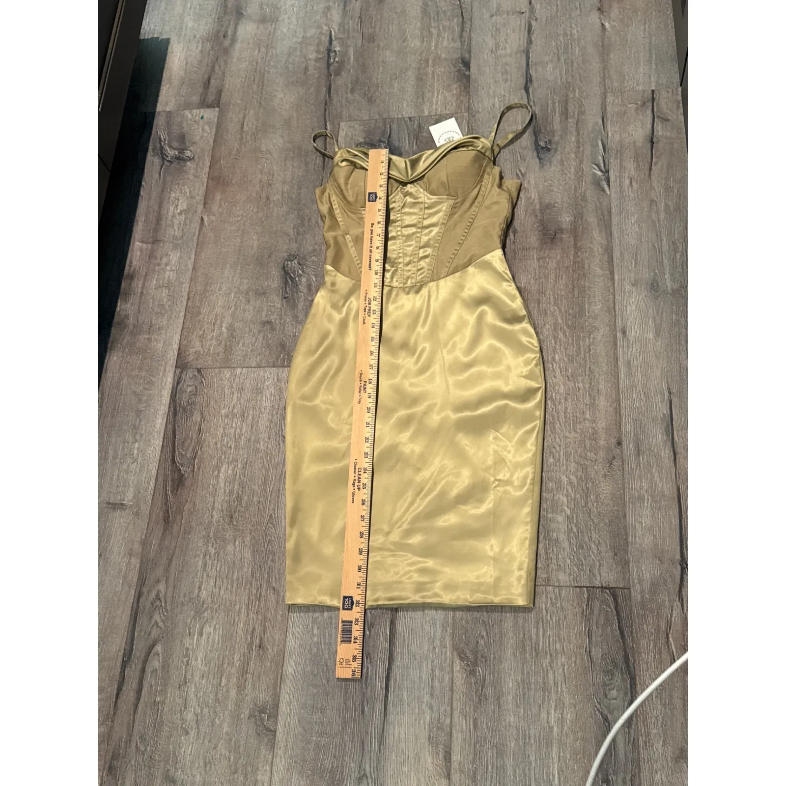 Bella Barnett Women's XS Gold Satin Corset Mini Dress Bodycon Party‎ - Image 2