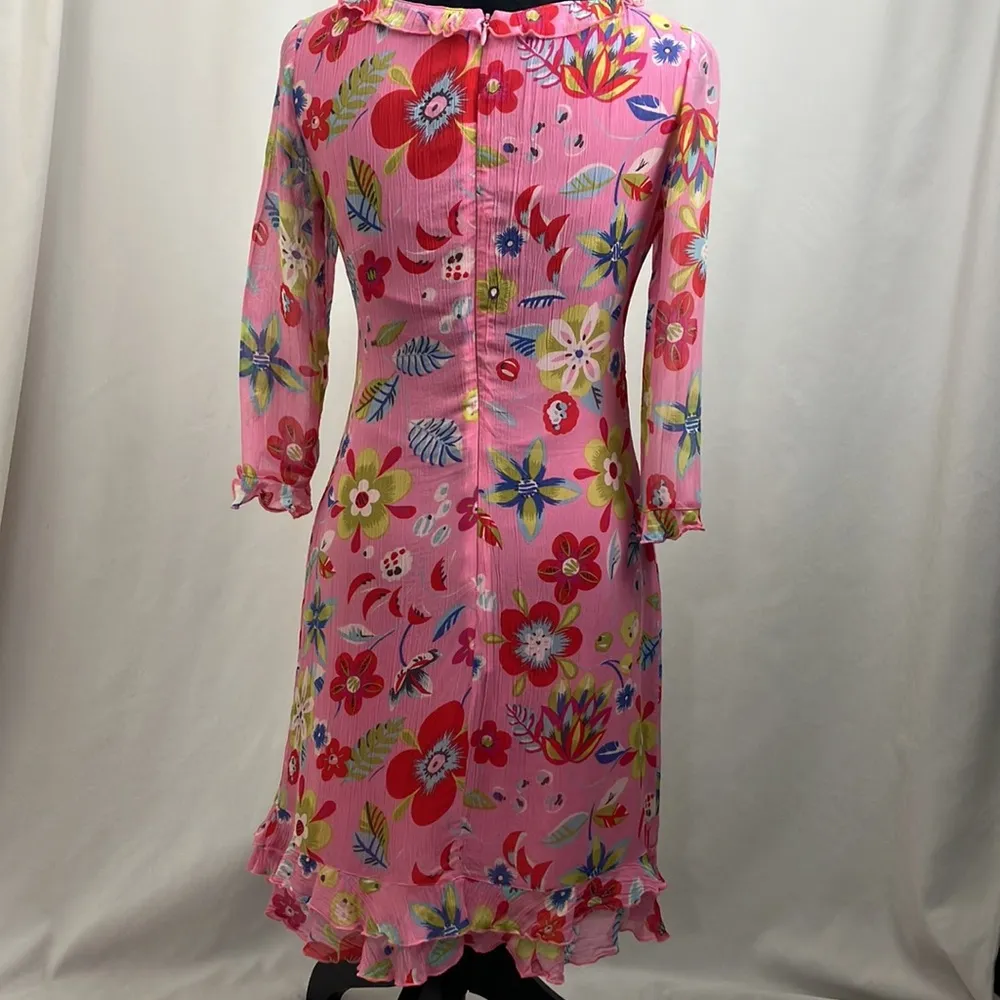 A.B.S by Allen Schwartz pink ditzy floral print mid length dress womans size 6 - Image 7