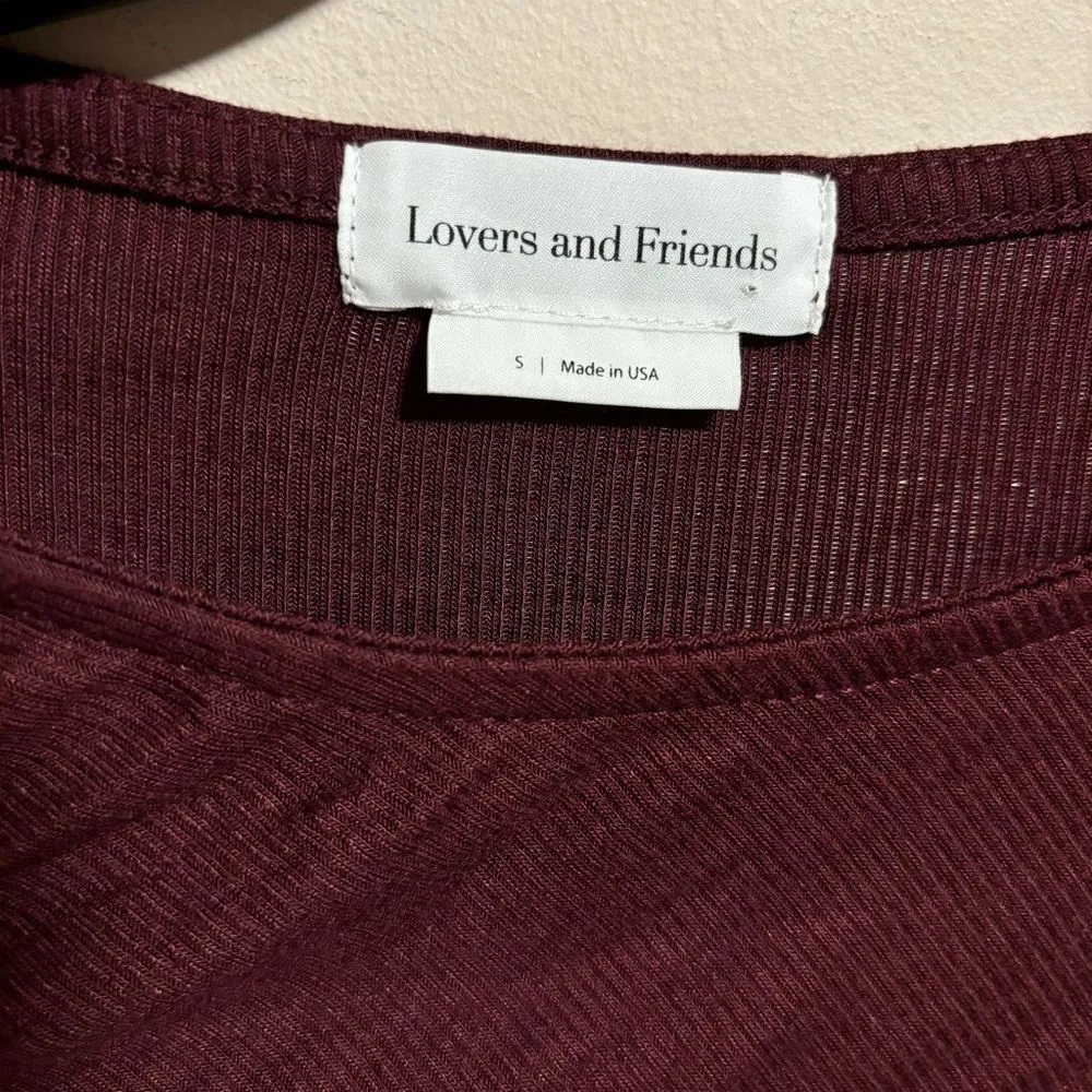 Lovers and Friends Venetian Dress Red Wine Maroon Ruched Asymmetrical Size Small - Image 6