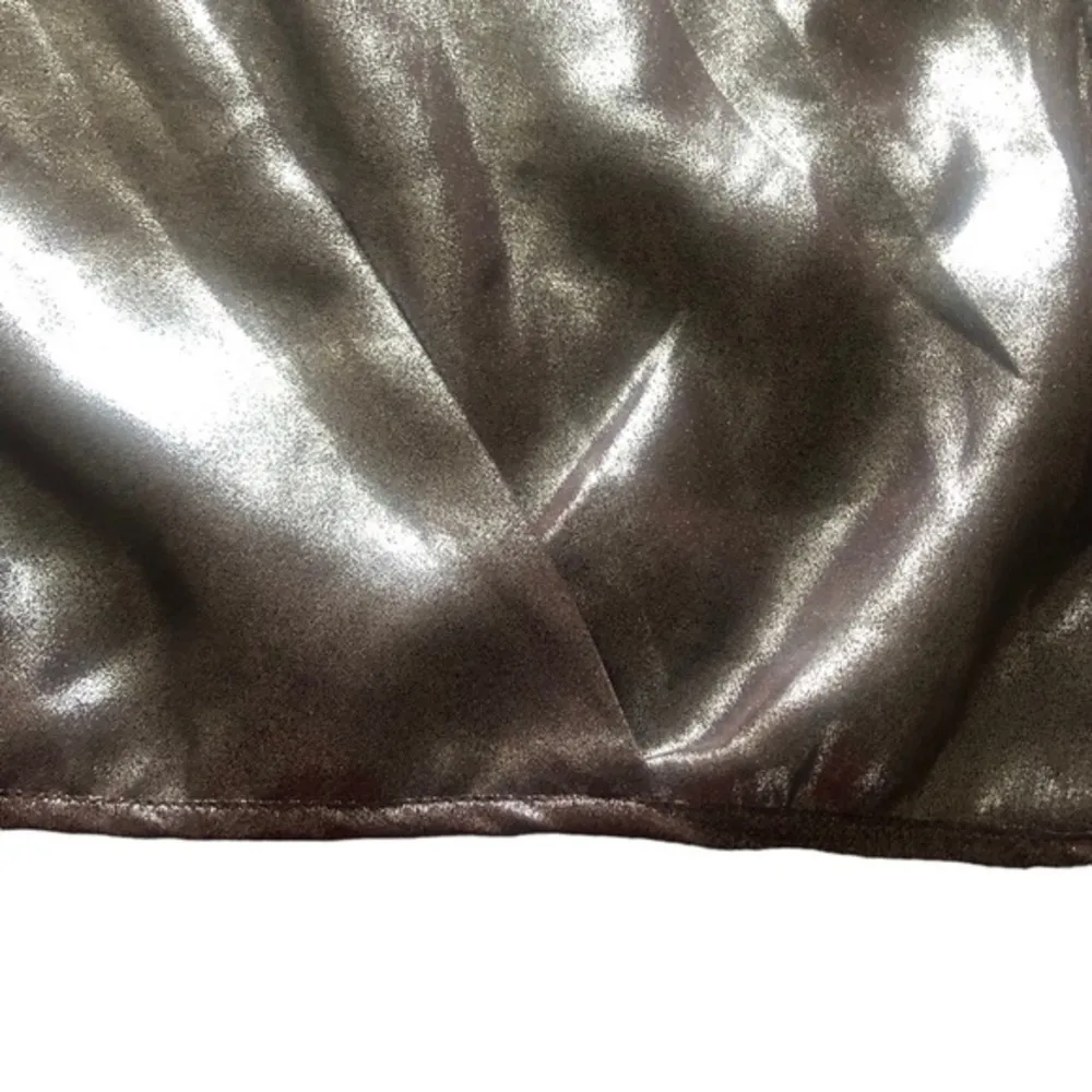 PARKER NEIMAN MARCUS METALLIC SHIMMER HALTER SLEEVELESS CRISS CROSS BLOUSE XS - Image 4