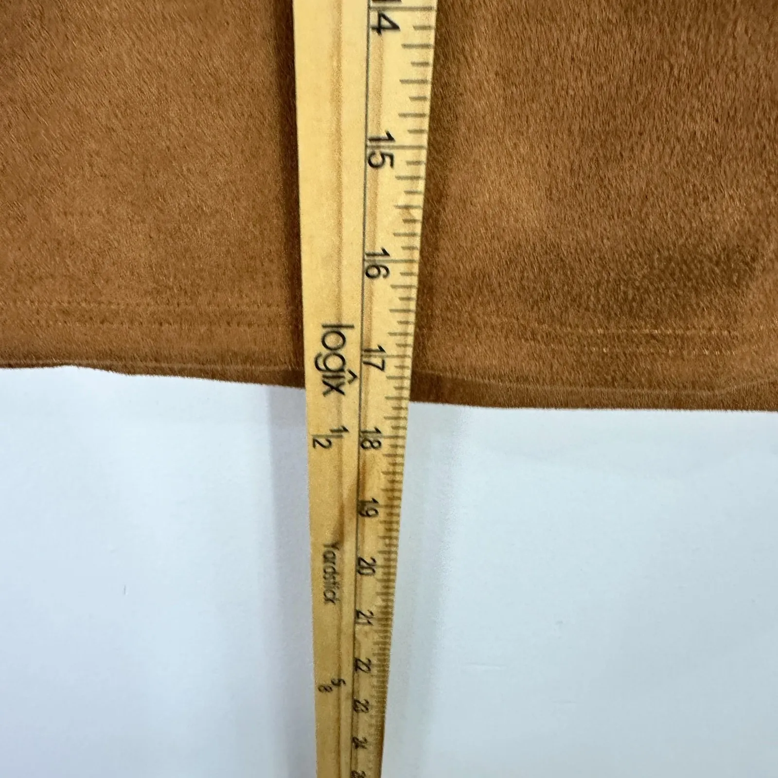 MangoPop L Camel Brown Faux Suede Lace Up Mini Skirt Boho Western Y2K Retro - Image 3