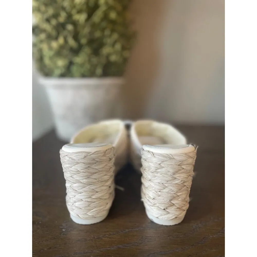 VINCE Gilian Woven Leather Espadrille Wedge Sandals White Womens Size 6.5 - Image 7