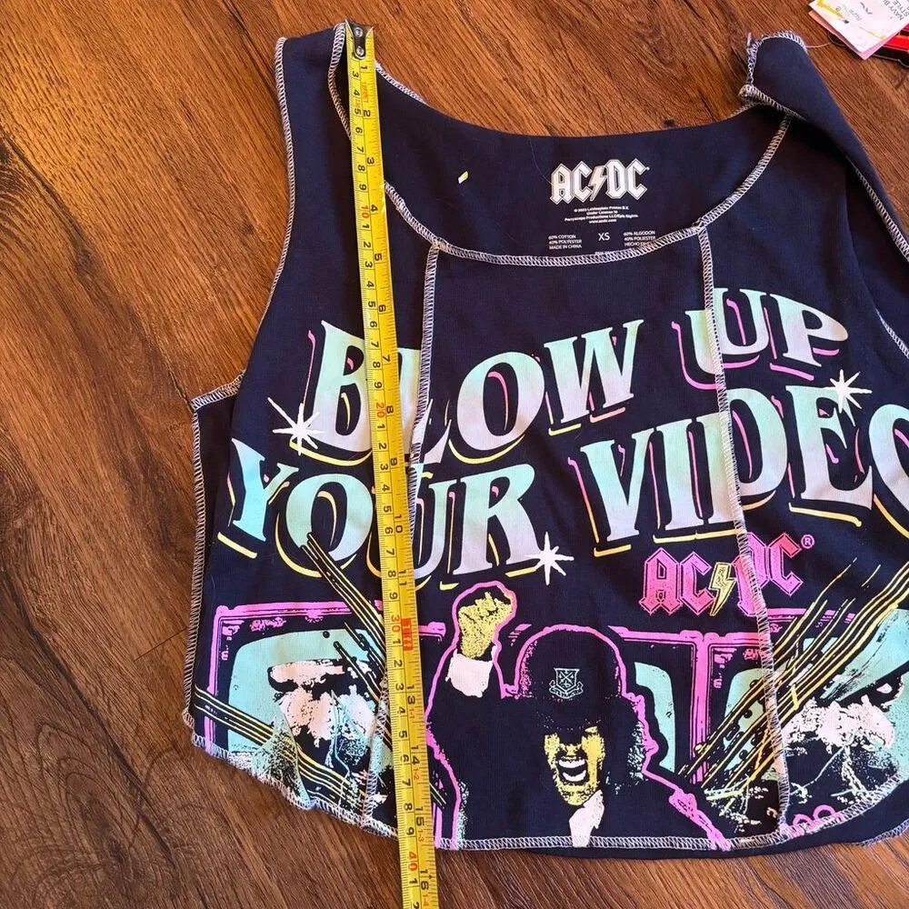 AC/DC Women's Blow Up Your Video Graphic Crop Tank Top Blue XS - Image 5