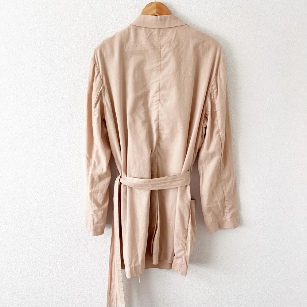 LPA Jino Linen Blend Jacket in Tan Sand - Image 9