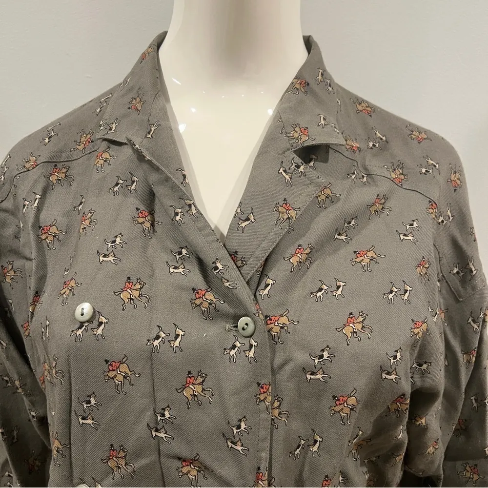 MaxMara Viyella Vintage Button Down Horse Patterned Shirt - Image 2