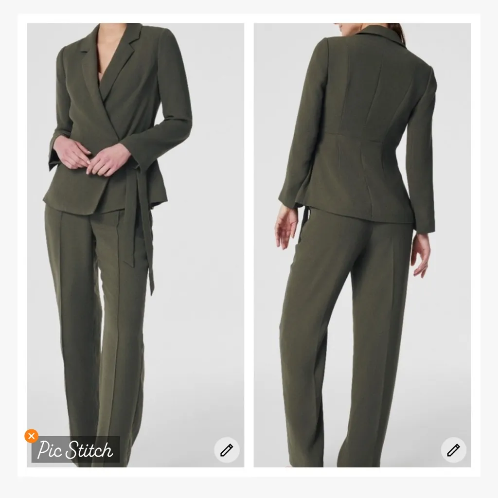 Spanx Carefree Wrap Crepe Blazer Olive - Image 3