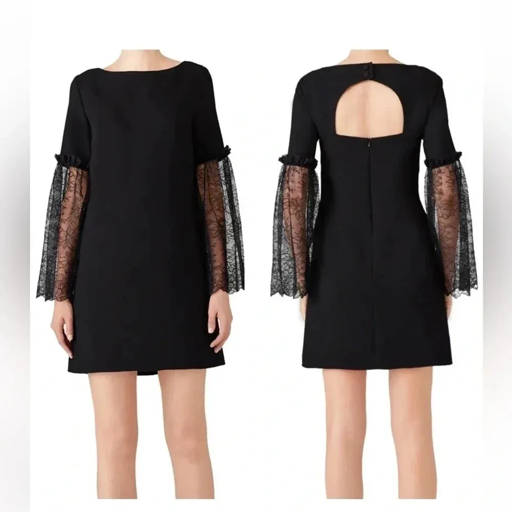 Slate & Willow Black Lace Sleeve Cut Out Back Dress size 0 - Image 4
