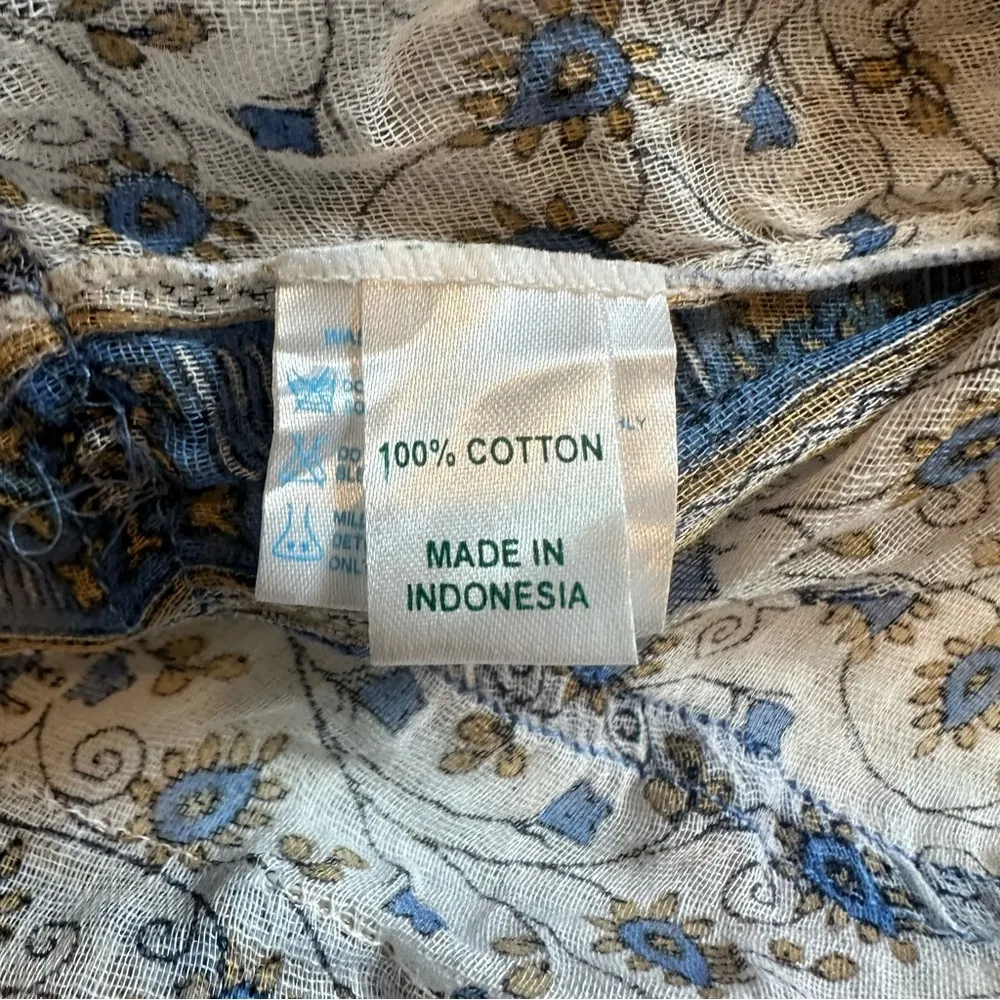 Poupette St Barth Womens floral top blouse flowy tunic white blue gauzy shirt OS Size undefined - Image 8