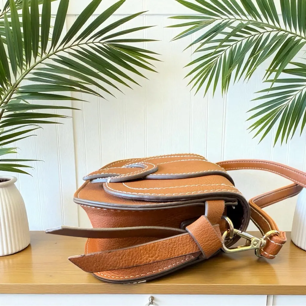 RACHEL ZOE Edessi Vegan Leather Crossbody Shoulder Belt Bag – Cognac Brown - Image 4