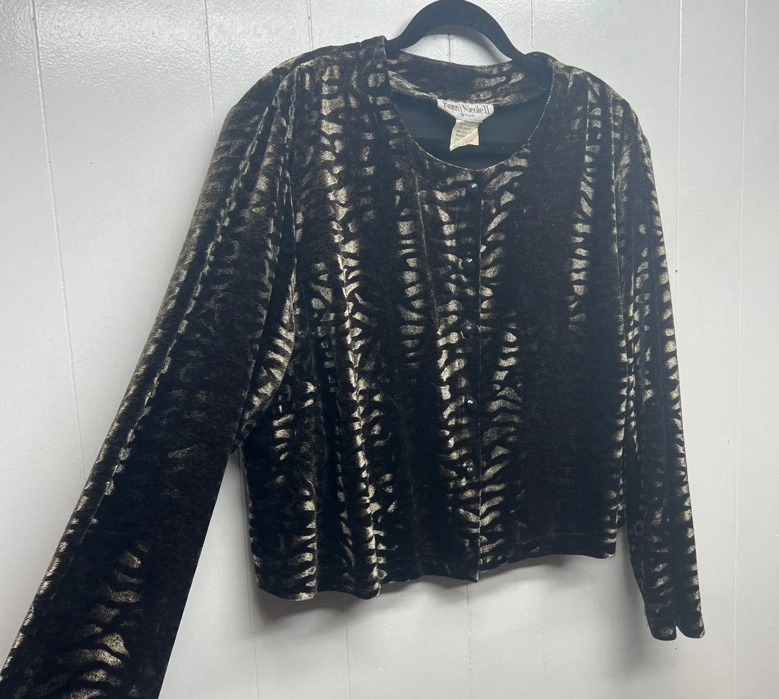 Ronni Nicole II Vintage Tiger Print Button Front Long Sleeve Womens Jacket Sz 22 Brown - Image 4