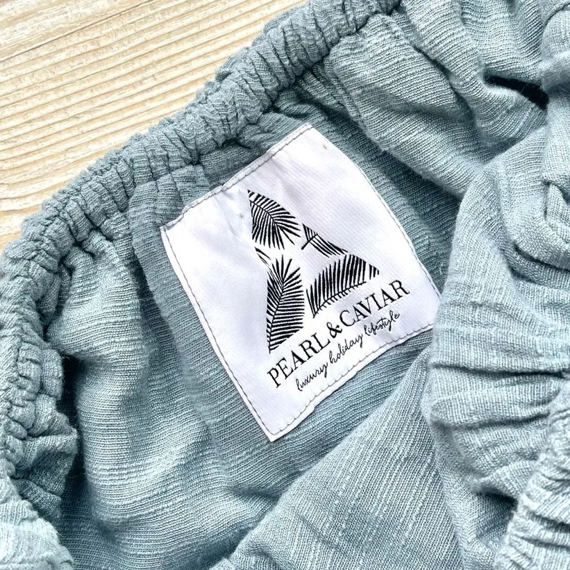 Pearl & Caviar Linen Mix One Shoulder Maxi Dress | Dusty Blue Size XS/S‎ - Image 4