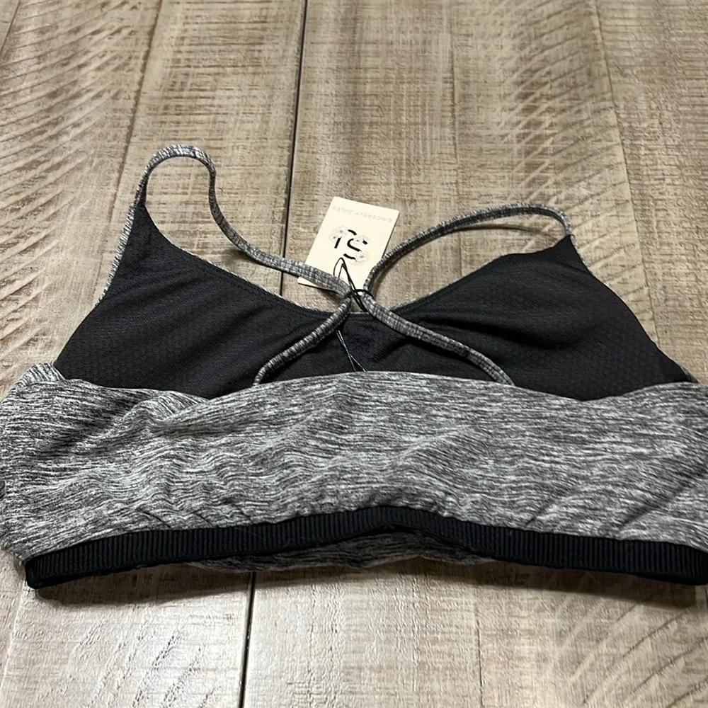 Sincerely Jules Sports Bra Heathered Black NWT - Image 4