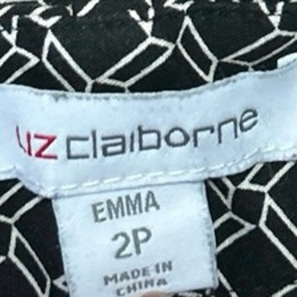 Liz Claiborne Women's Black Geometric Mid Rise Skinny Stretch Trousers Pants 2 - Image 5