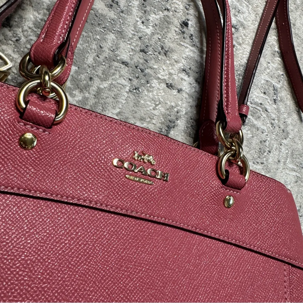 Coach Mini Brooke Carryall Satchel Pink Glitter Crossgrain Leather Gold - Image 5