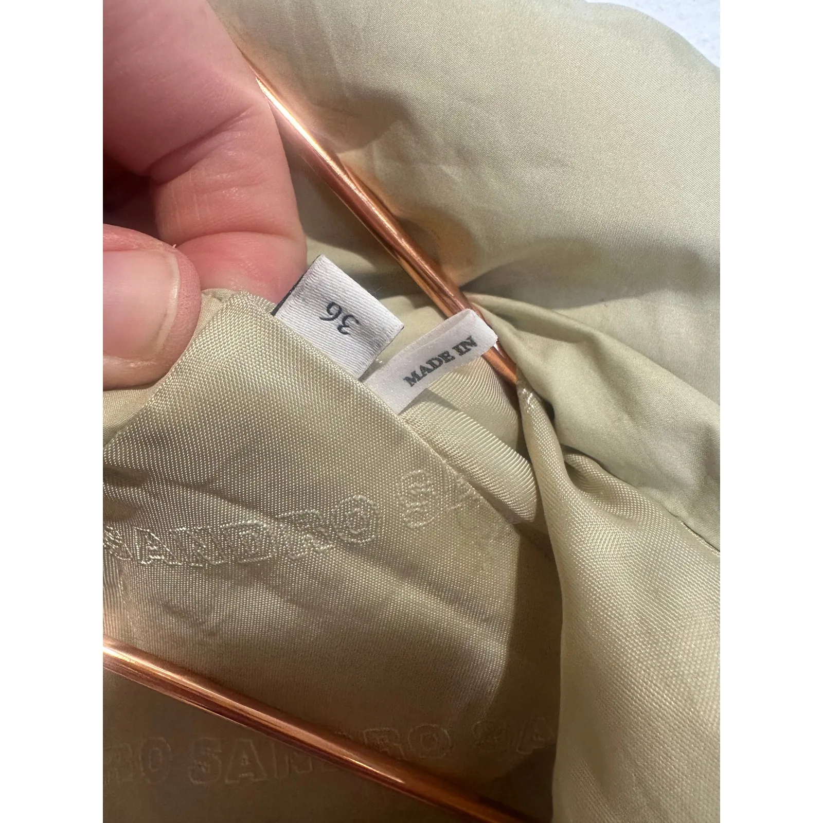 SANDRO Light Sage Gloriana Heart Quilted Puffer Button Up Jacket sz 36 FLAWED - Image 11