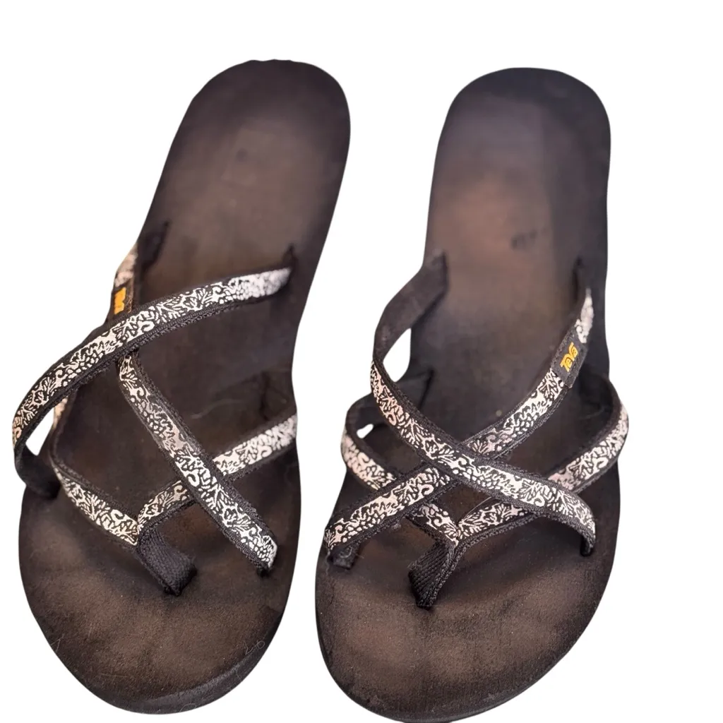 Teva Mush Mandalyn Wedge Ola 2 Sandals Women’s 8 Black White 2-Pair Walk Comfort - Image 4