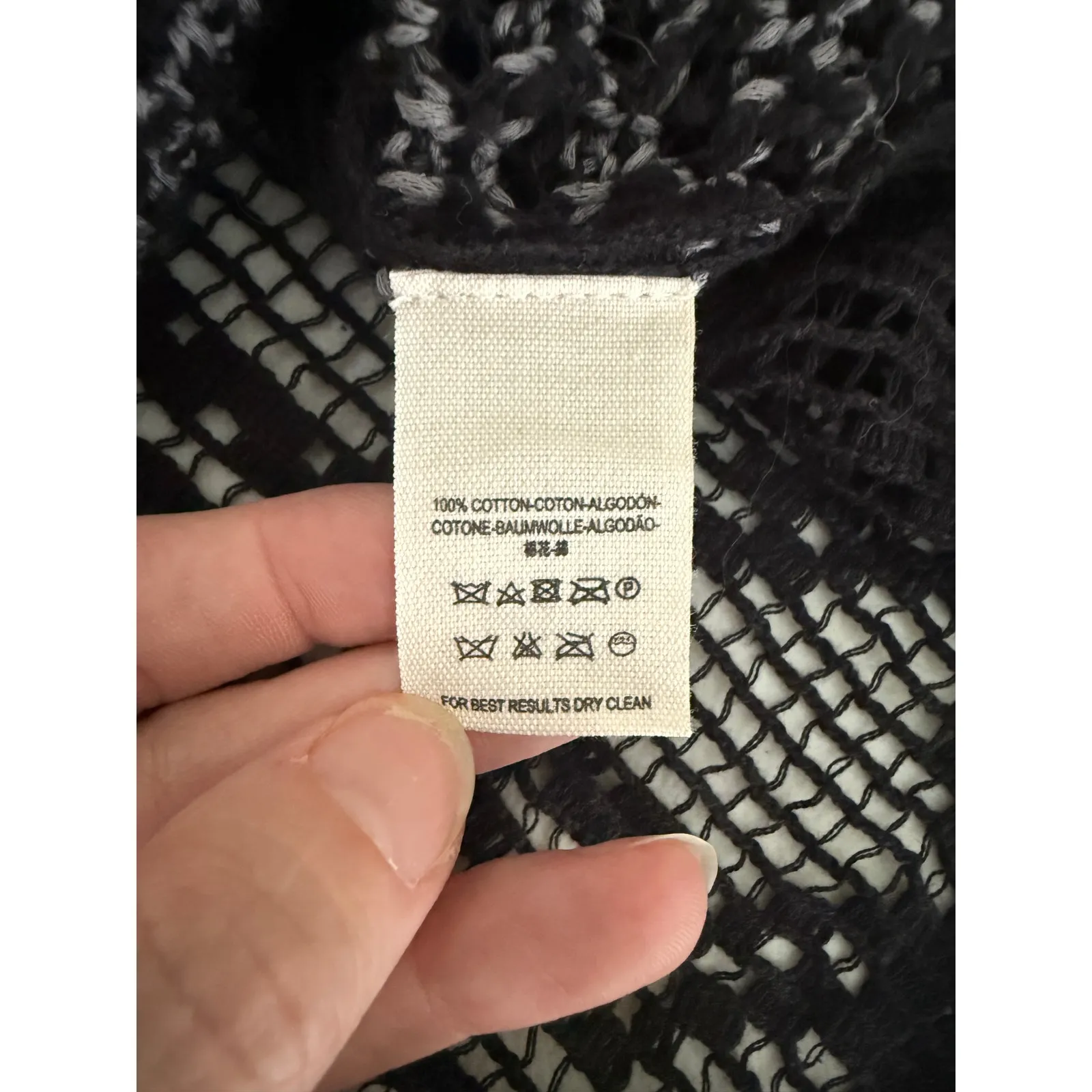 Free People Gray Black Sheer Boho Crochet Lace Poppyseed Pullover Sweater Top XS - Image 6