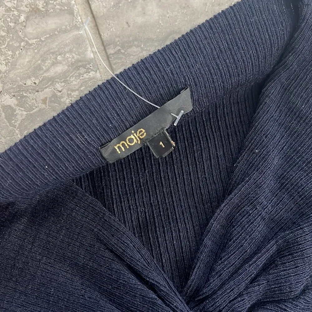 Maje Tight-Knit Long Sleeve Ruched Sweater Dress in Navy, Size 1 (S) Retail $345 - Image 10