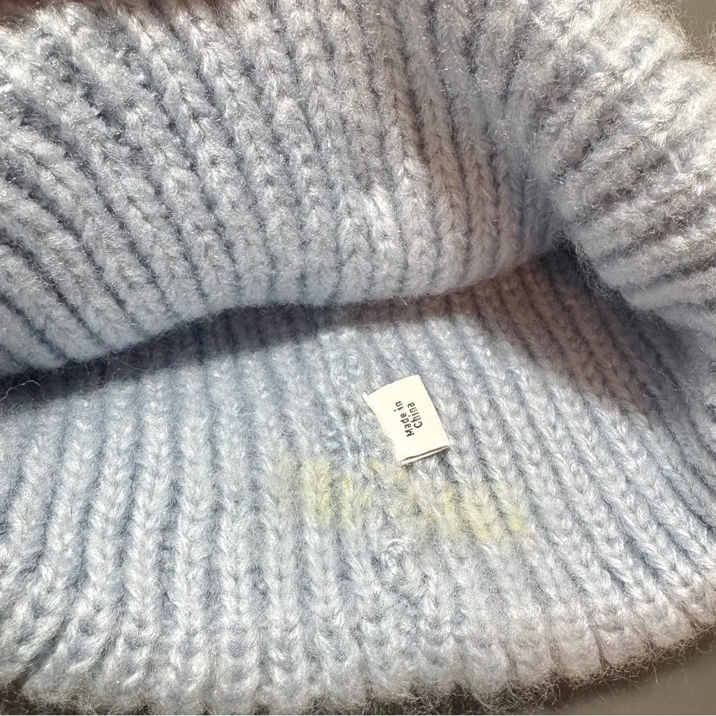 TOPSHOP Cozy Blue Knit Pom-Pom Beanie - Image 5