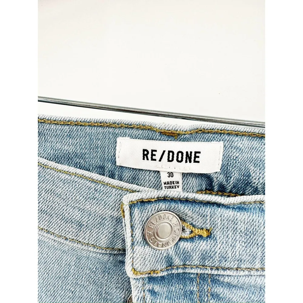 Re/Done 70s Stove Pipe Straight Leg Stretch Denim Blue Jeans in River Fade Sz 30 - Image 6
