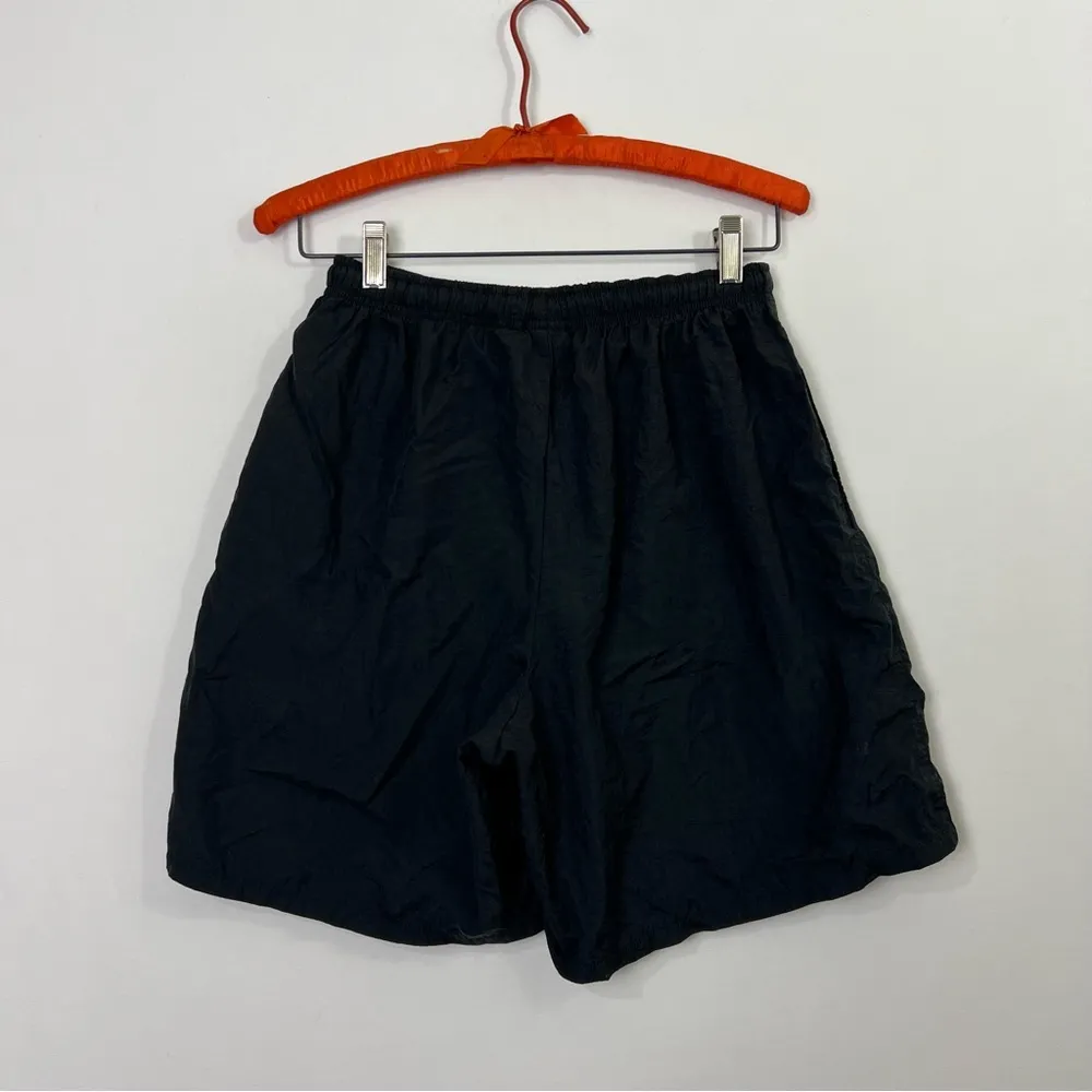 Vintage 90s Nike Nylon Running Shorts Womens Medium Black & White - Image 4