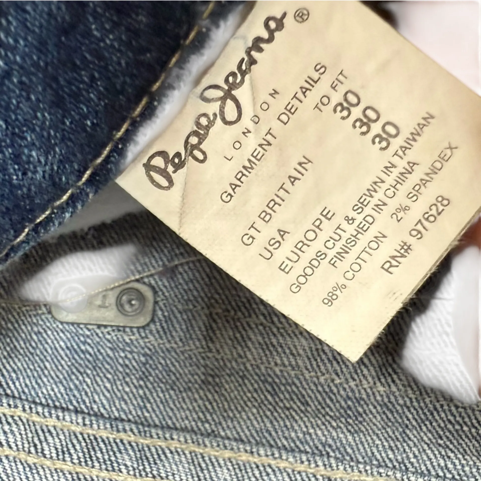 Y2K Pepe Jeans Womens Size 30 Low Rise Flare Embroidered Flap Pockets Streetwear - Image 5