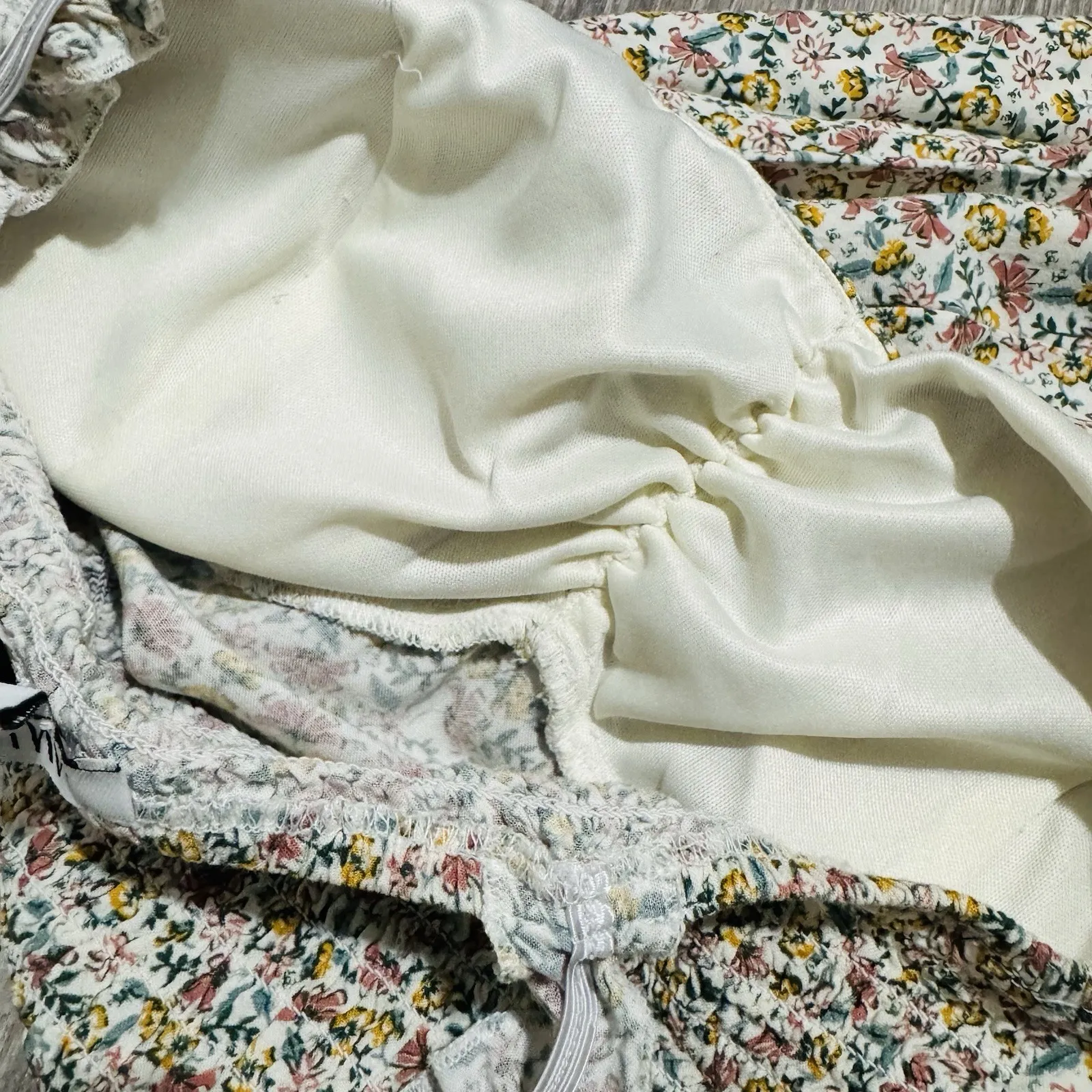 AUW L Green Floral Smocked Tie-Front Ruffle Strap Slit Midi Dress Padded Bra - Image 13