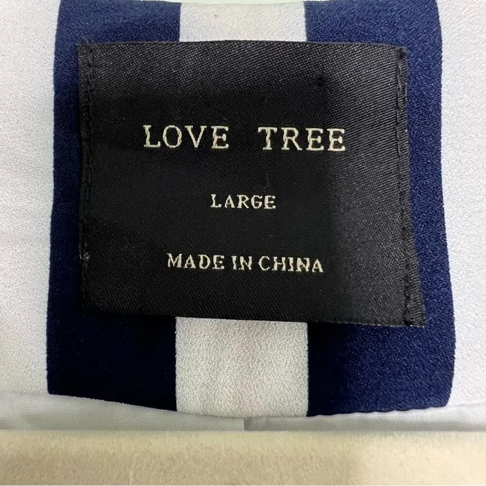 Love Tree Navy White Stripes Open Blazer Size Large - Image 10