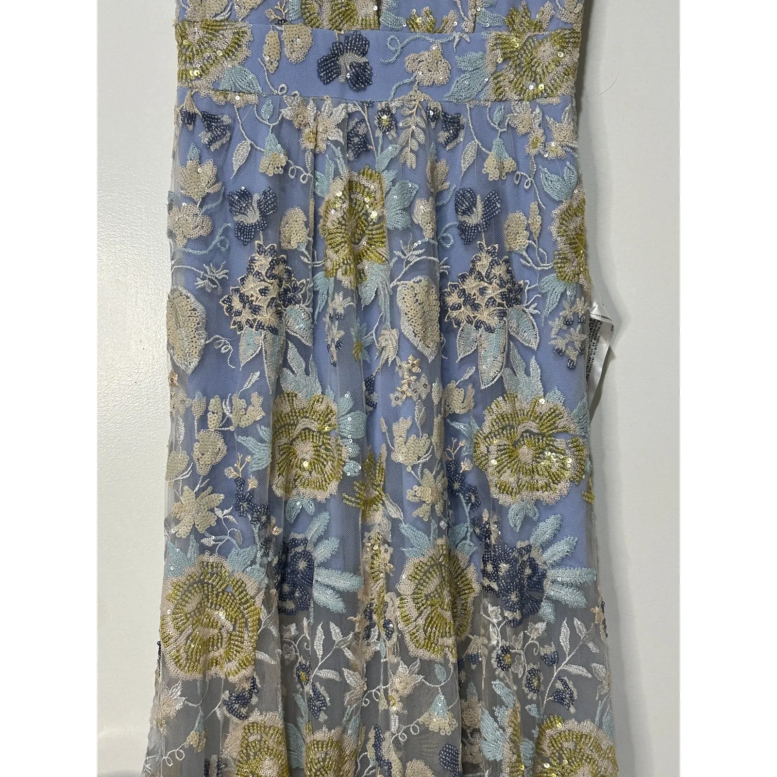 Dress The Population Samira Embellished Chiffon Gown Sky Multi Size Medium NWT - Image 5