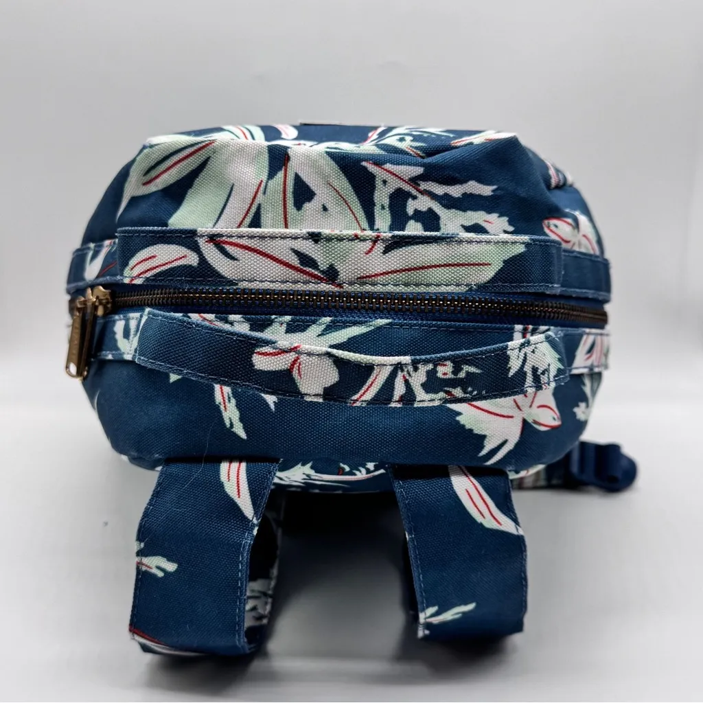 Herschel Supply Co Floral Print Backpack Blue Zip Front Pocket Casual School Bag - Image 6