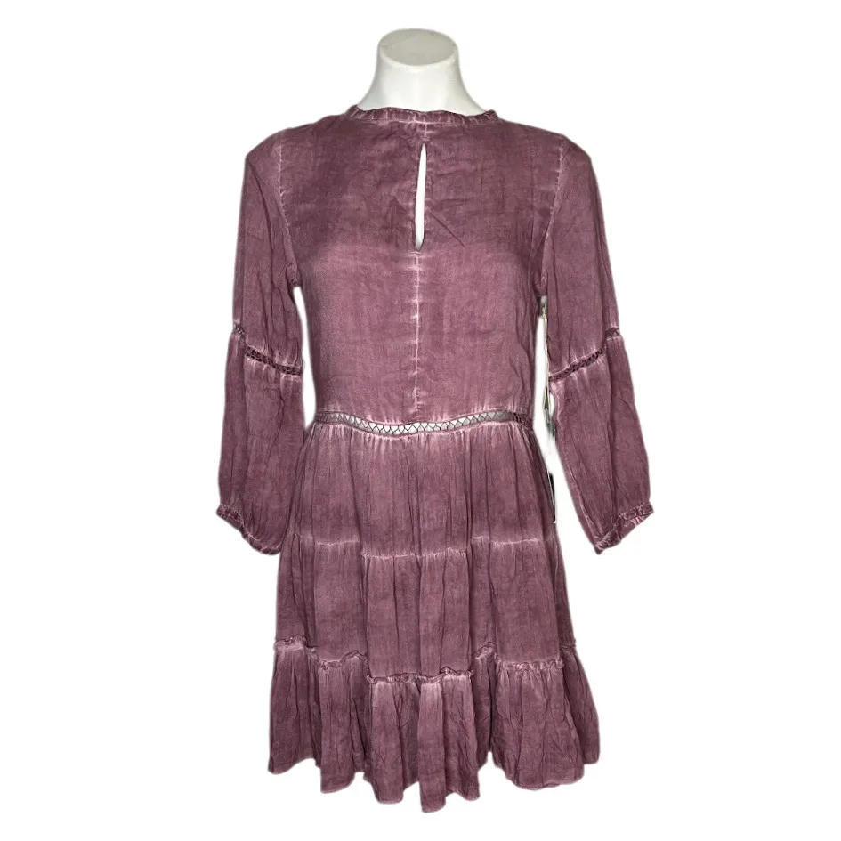 SEA GYPSIES Forever Flounce Dress Dress Purple Plum Boho Mini Size Large NEW - Image 3