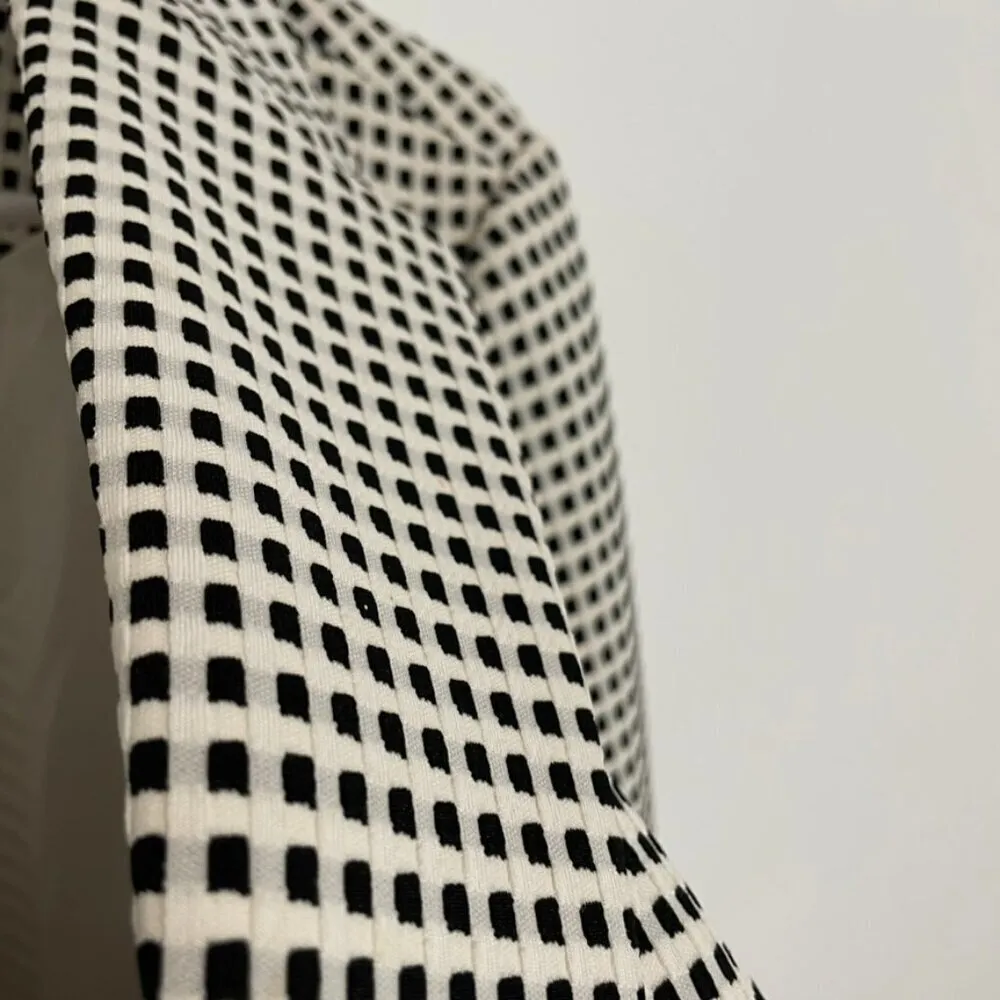 TALBOTS Plus Size Textured Checked Blazer Cream Black Check One Button Jacket 1X - Image 6