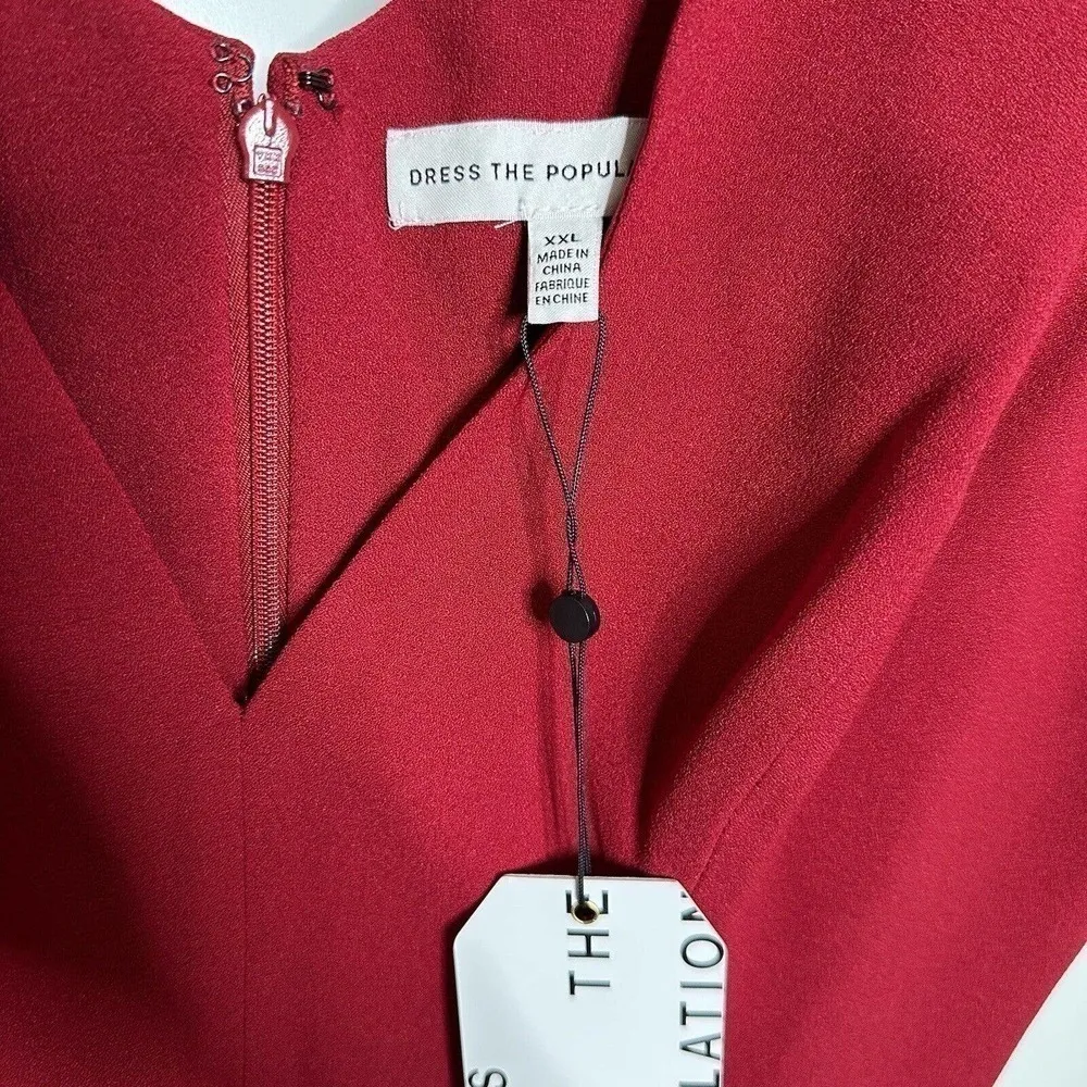 NWT Dress the Population Iris Gown Women's Side Slit Burgundy Size 2XL - Image 5