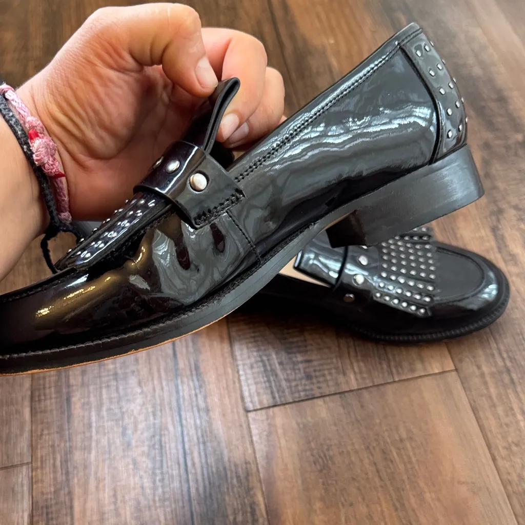 Botkier Victoria Black Patent Leather Studded Flats - Image 5