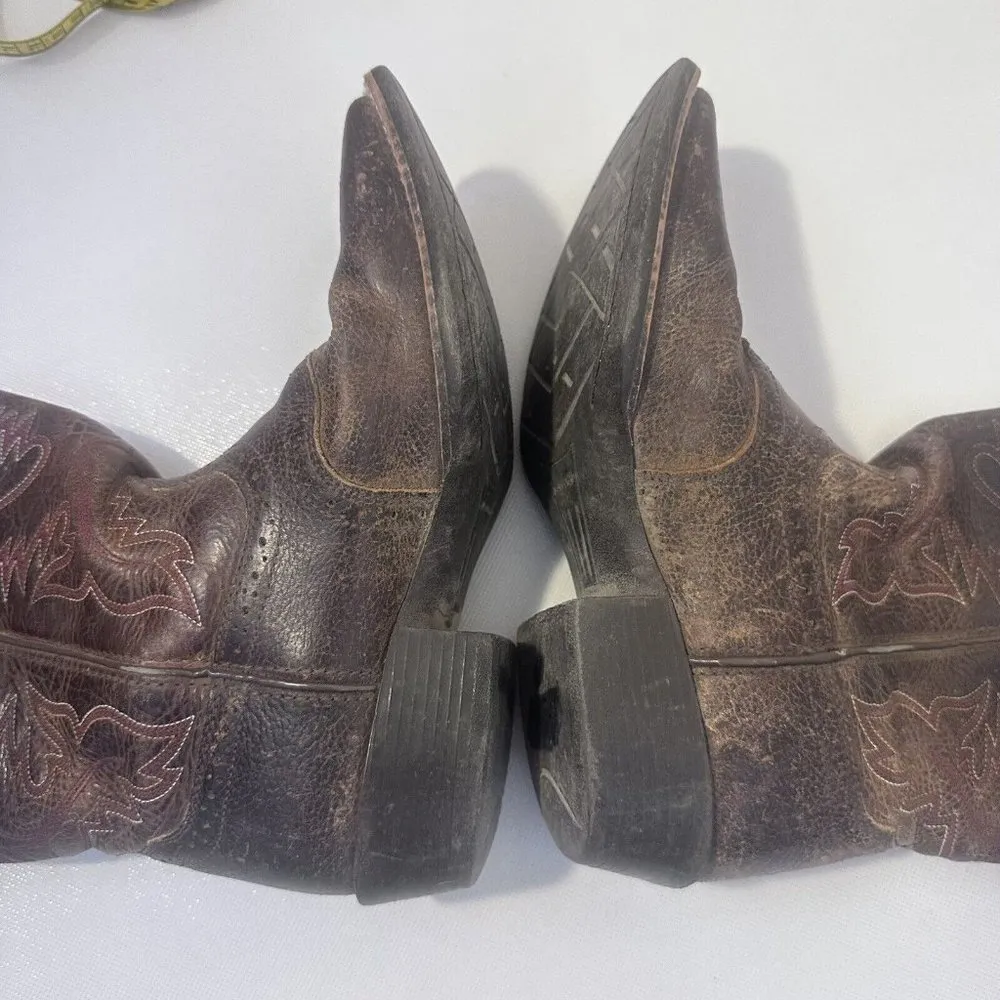 Ariat Boots Womens 5 Brown Western Square Toe Pull On Thick Stitch Low Heel - Image 6