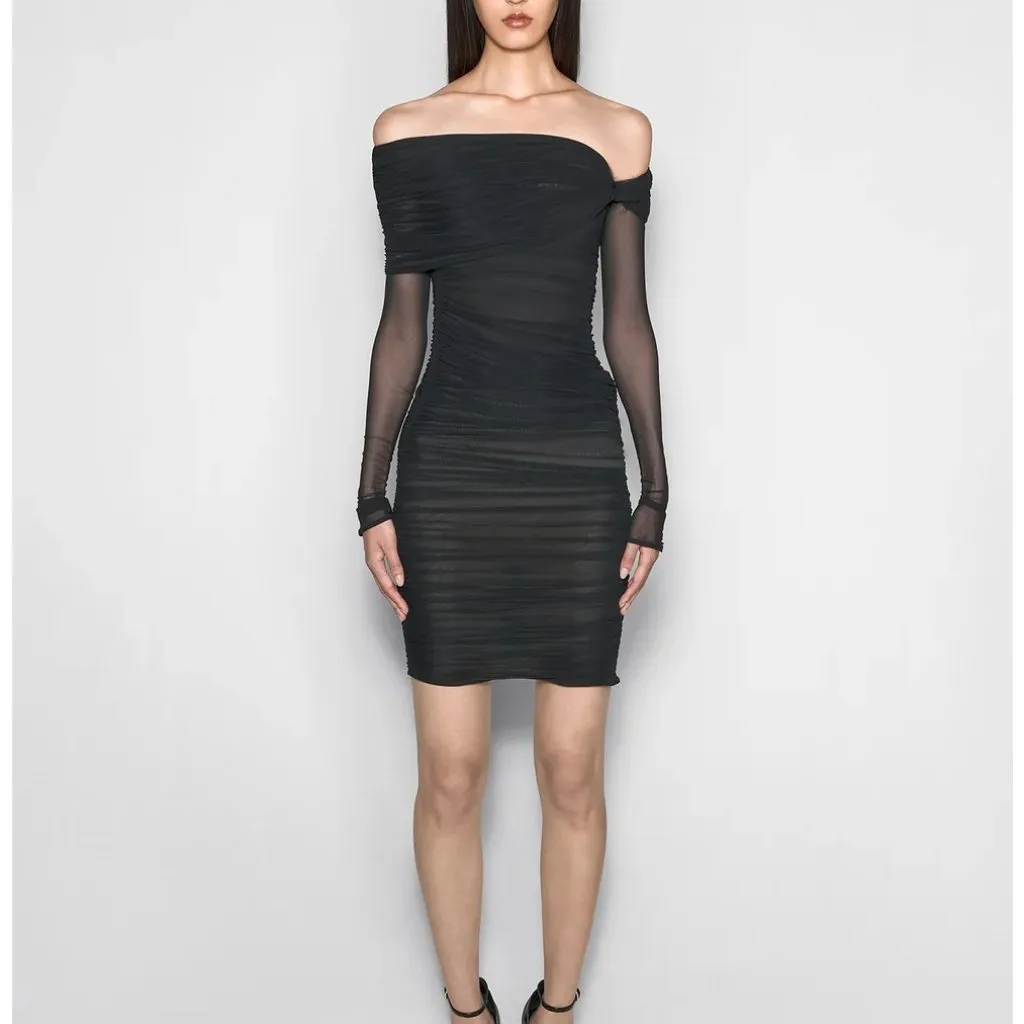 Mugler One Shoulder Mini Dress in Black 42 New Womens Long Sleeve Size undefined - Image 11