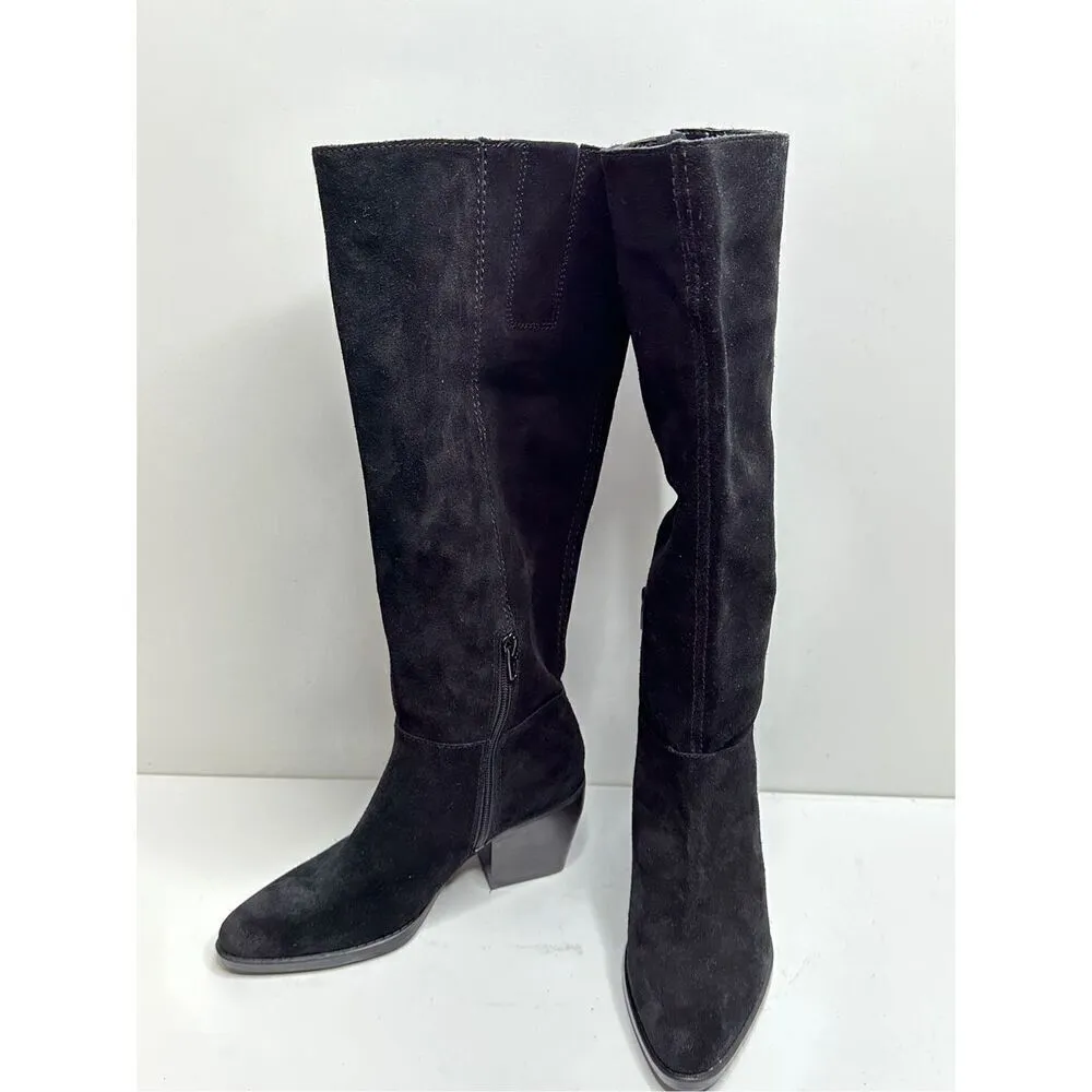 Naturalizer Fae Women Size 5 Suede Black High Knee Heeled Boots - Image 5