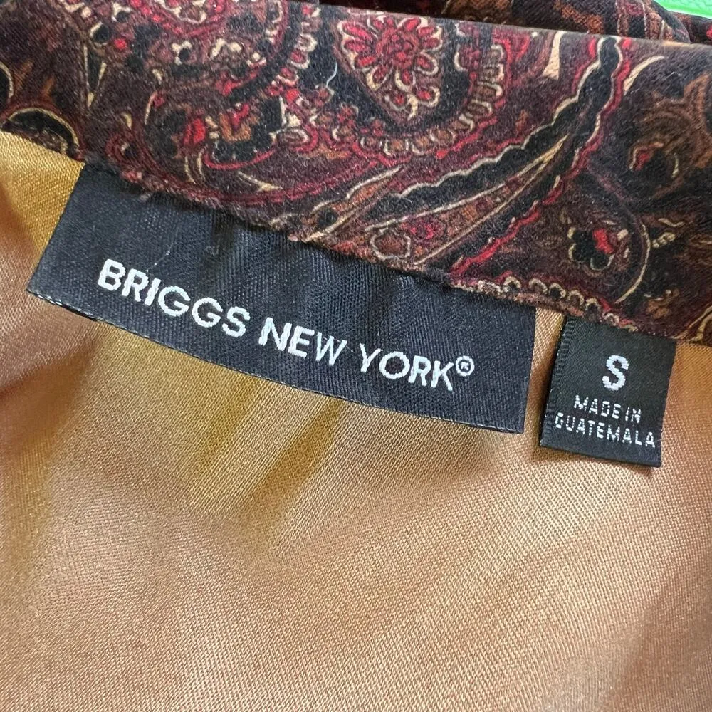 Vintage Briggs New York Womens Jacket Blazer Paisley Print Black Brown Red Small - Image 10