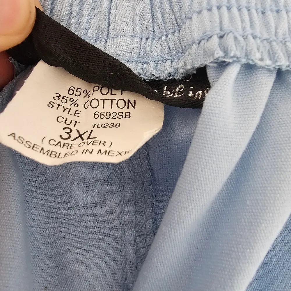 Los Angeles Rose Flare Leg Low Waist Pant Scrubs sz 3XL Blue - Image 3