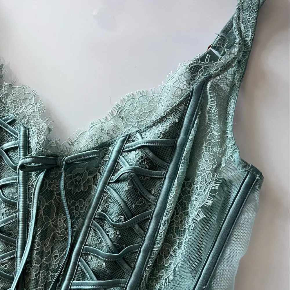 Victorias Secret • Dream Angels Mint Green Lace Sheer Corset Unlined - Image 5