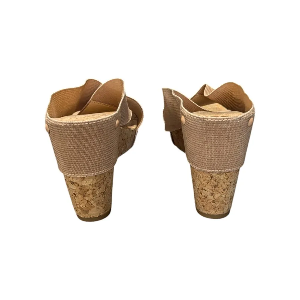 Lucky Brand Miller 2 Wedge Sandals Cross Strap Cork Womens 9 Open Toe Summer - Image 5