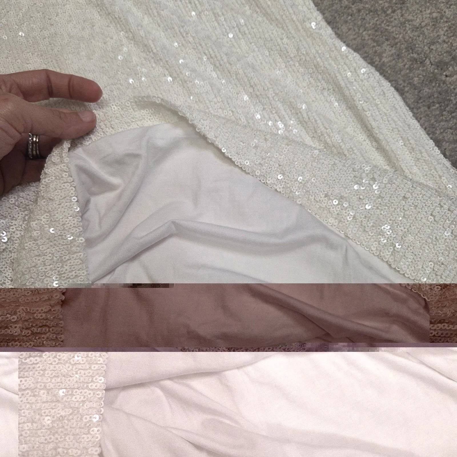 Generation Love Donna Sequin Mini Straight Dress Puff Sleeves Shell Medium - Image 12